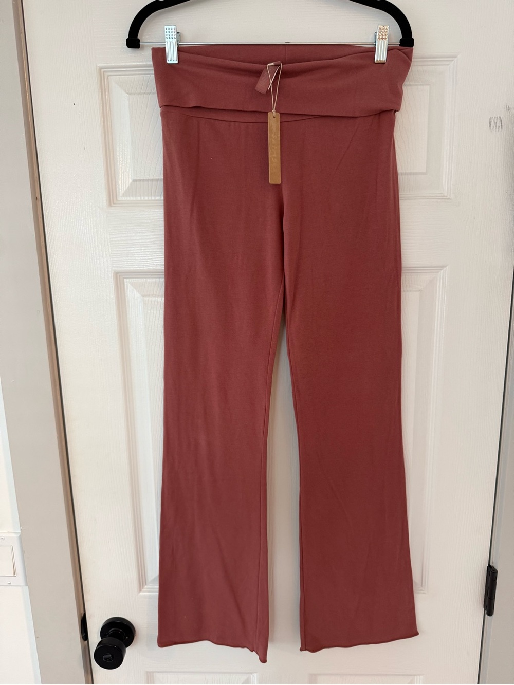 NWT SKIMS Cotton Jersey Foldover Pants Redwood M
